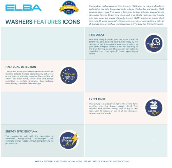 Elba EWF1075VT 7kg Washing Machine EWF 1075 VT