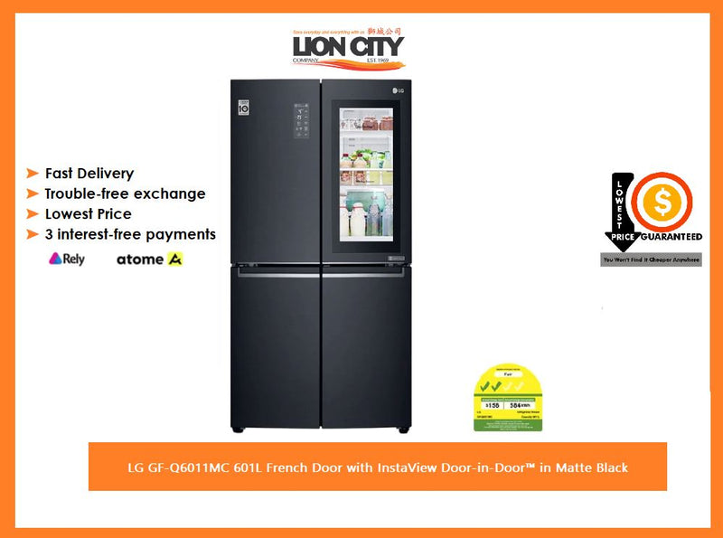 LG GF-Q6011MC 601L French Door with InstaView Door-in-Door™ in Matte Black | Lion City Company.