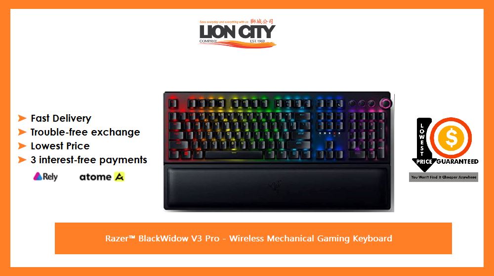 Razer™ BlackWidow V3 Pro - Wireless Mechanical Gaming Keyboard (Green Switch) - US Layout - FRML Packaging | Lion City Company.