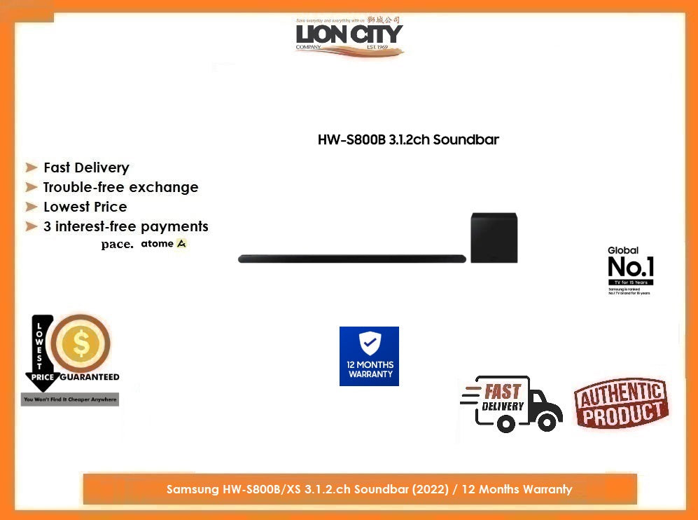 Samsung HW-S800B/XS 3.1.2.ch Soundbar (2022) / 12 Months Warranty