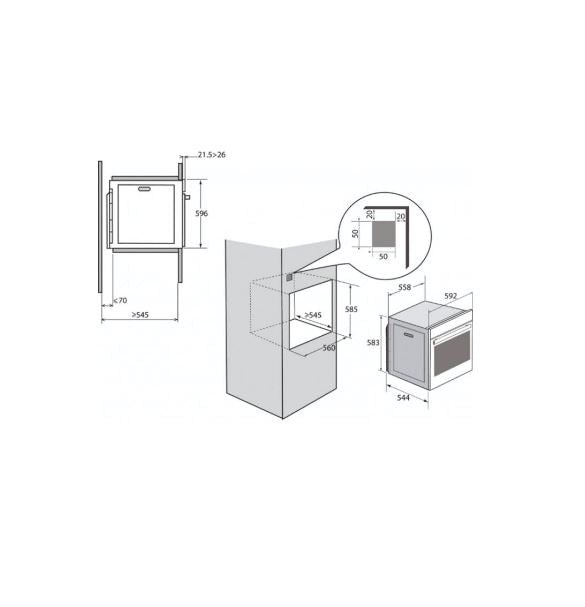 Brandt 73L Built-in Pyrolytic Oven BXP6555X | Lion City Company.