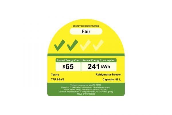 Tecno Uno TFR 95 V2 Bar Fridge S/S look 90L