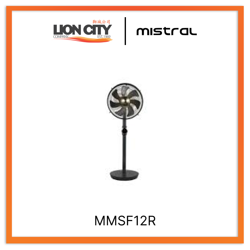 Mistral MMSF12R 12" Stand Fan W/Remote Metal