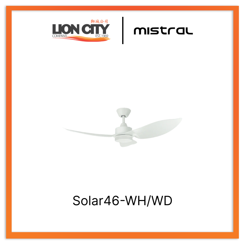Mistral Solar46-WH/WD Ceiling Fan-46", Huggger, 24W LED White