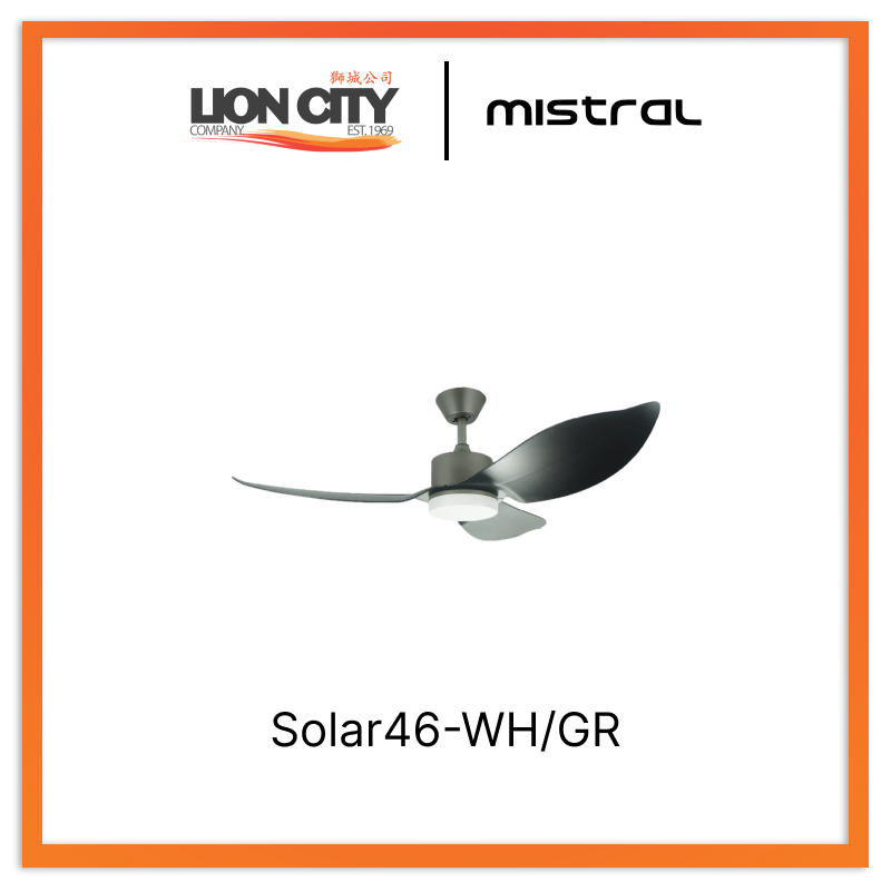 Mistral Solar46-WH/GR Ceiling Fan-46", Huggger, 24W LED Grey/Wood