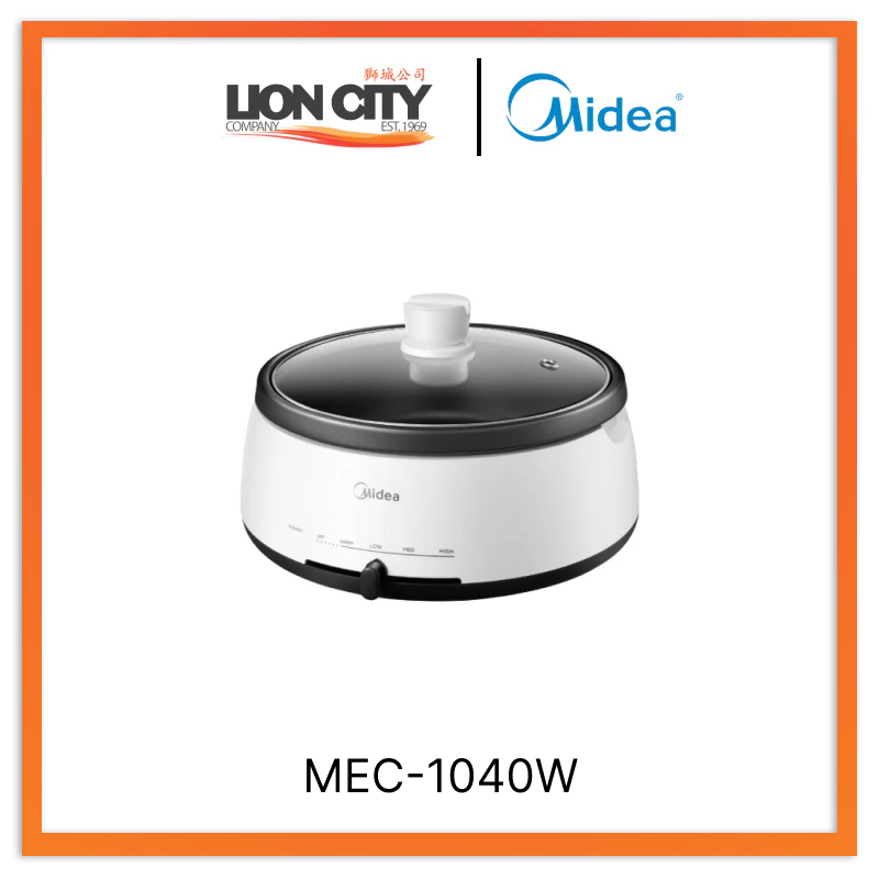 Midea MEC-1040W White Non-Sticky Coating Electric Hot Pot, 3.5L