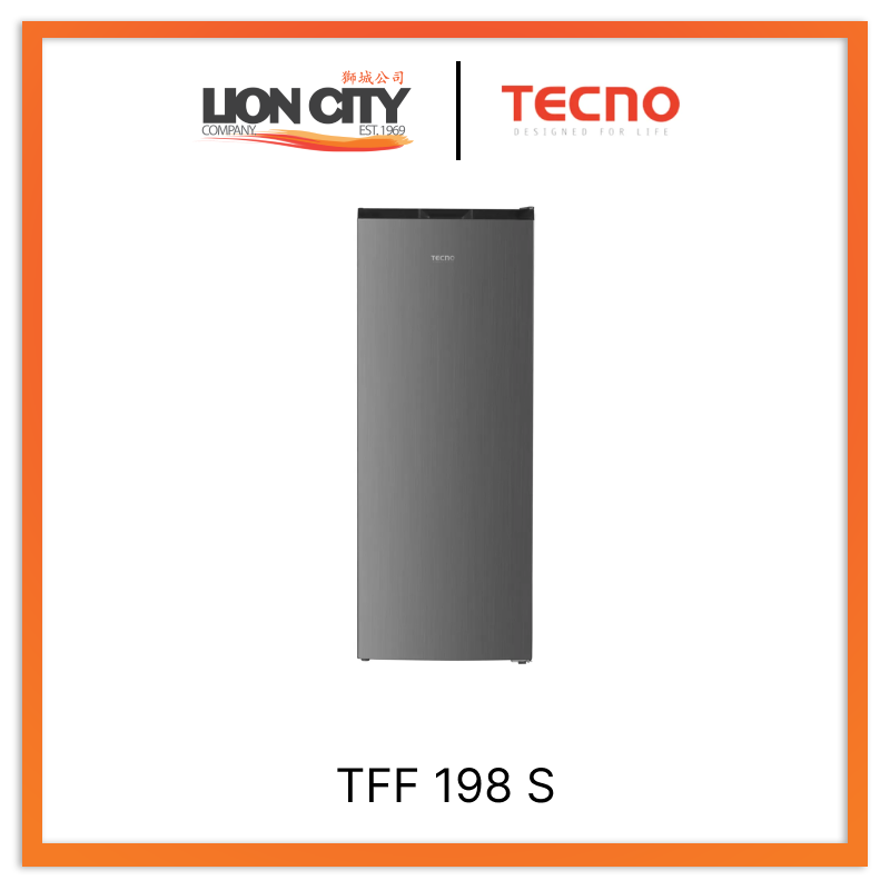 Tecno Uno TFF 198 S Upright Freezer S/S look 161L, Frost Free, Reversible Door