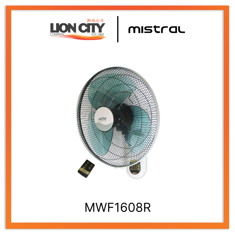 Mistral MWF1608R 16" Wall Fan W/Remote Grey
