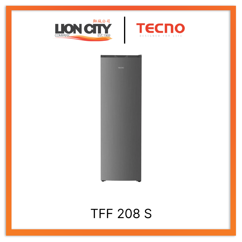 Tecno Uno TFF 208 S Upright Freezer S/S look 204L, Frost Free, Reversible Door