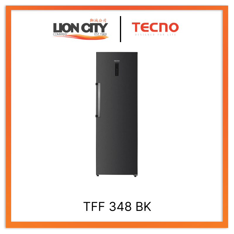 Tecno Uno TFF 348 BK Upright Freezer Black 274L, Frost Free, Reversible Door