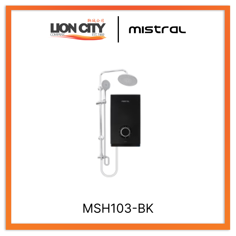Mistral MSH103-BK Single Control DC Pump Black Instant Water Heater