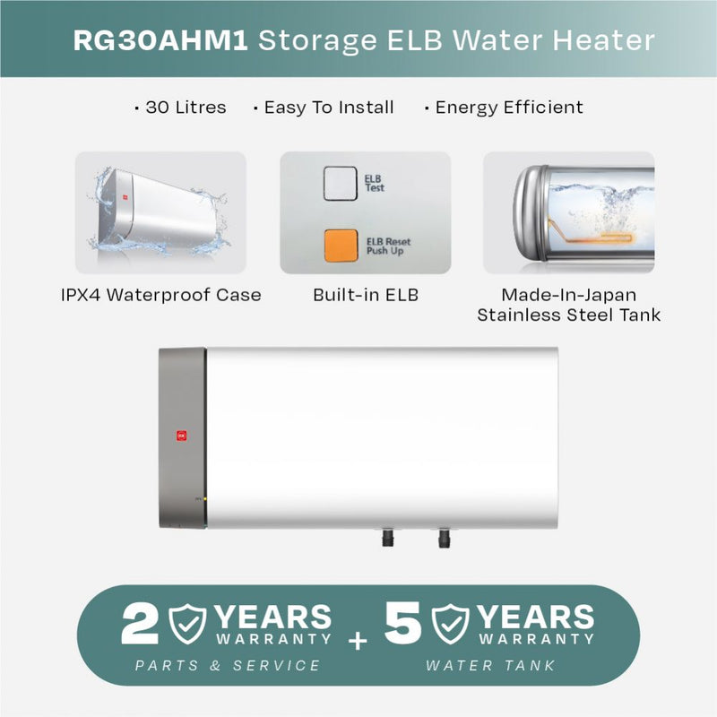 KDK RG30AHM1 Storage Water Heater with Long Lasting Durability Tank (30L)