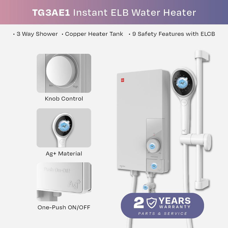 KDK TG3AE1 Instant Water Heater with Iconic Corner Control