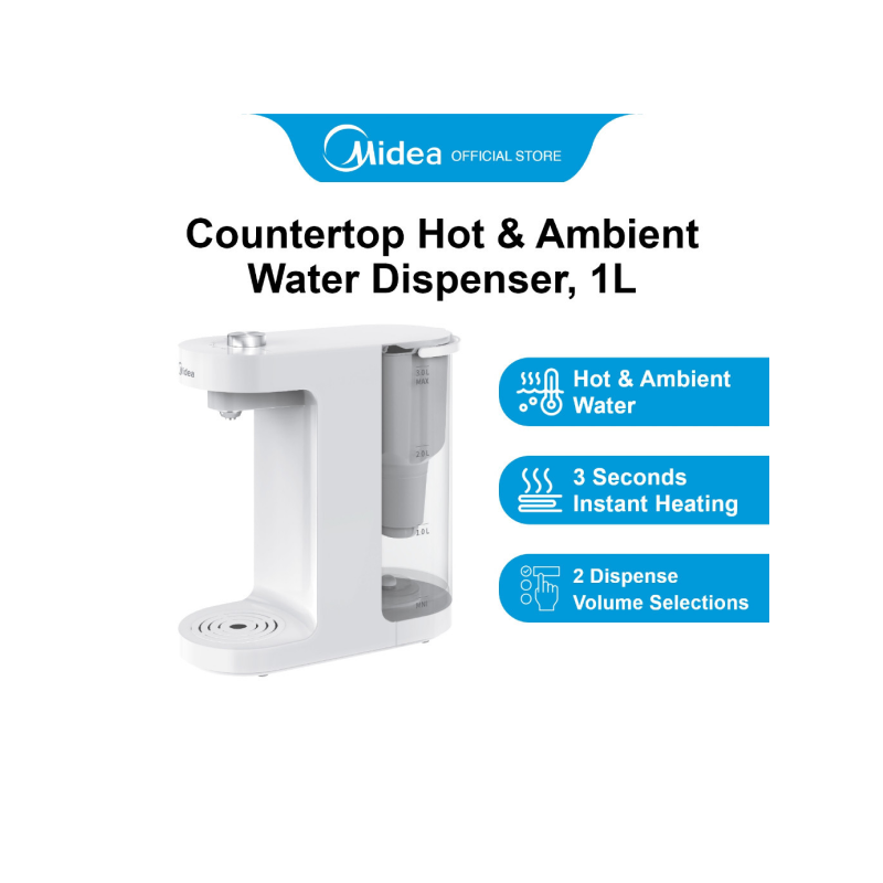 Midea MJR001T Countertop Hot & Ambient Water Dispenser, 1L