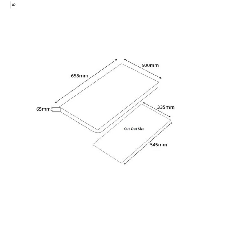 Tecno Uno T-6000 TGSV / BK Toughened Glass Hob (SCHOTT) Black 65cm, V.V.S, INFERNO* (Big Burner) 3 Burner (1x Big, 1x Medium, 1x Small)