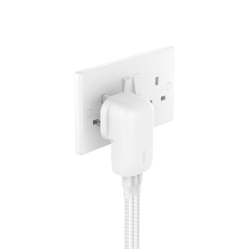 Belkin BoostCharge 67W 3-Port USB-C Wall Charger White