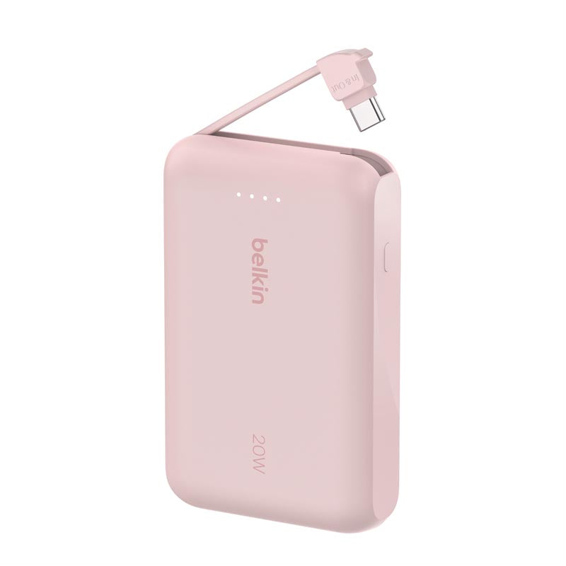 Belkin BoostCharge 10000mAh Power Bank with Integrated Cable Pink