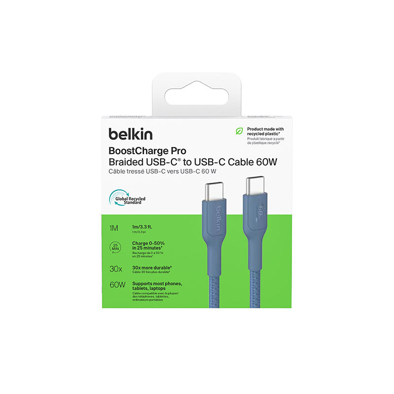 Belkin BoostCharge Pro 60W USB-C to USB-C Braided Cable 1m Blue