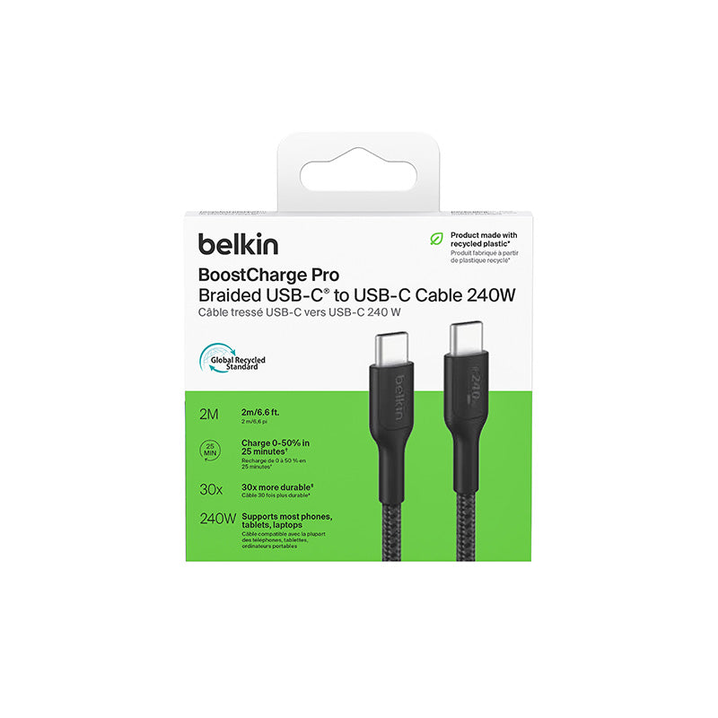 Belkin BoostCharge Pro 240W USB-C to USB-C Braided Cable 2m Black