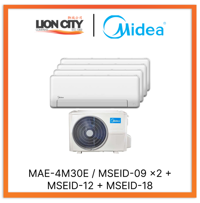 Midea System 4 Aircon (9K X2 + 12K + 18K)