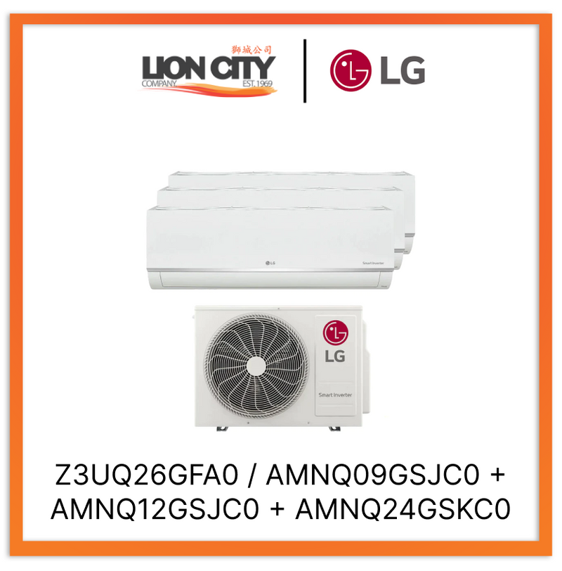 LG Alpha+ System 3 Wifi Aircon (9K + 12K + 24K) & Free Installation