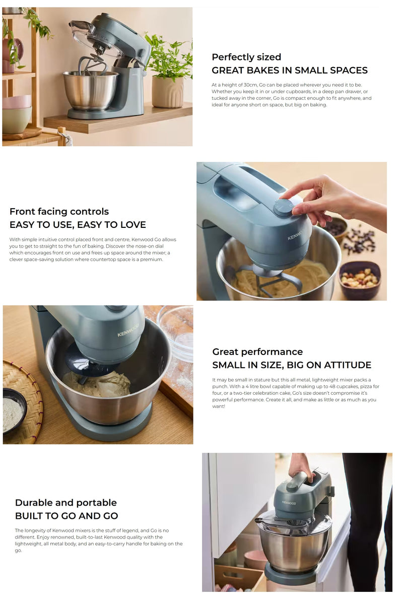 Kenwood GO Stand Mixer 4L – 800W Compact Stainless Steel Bowl