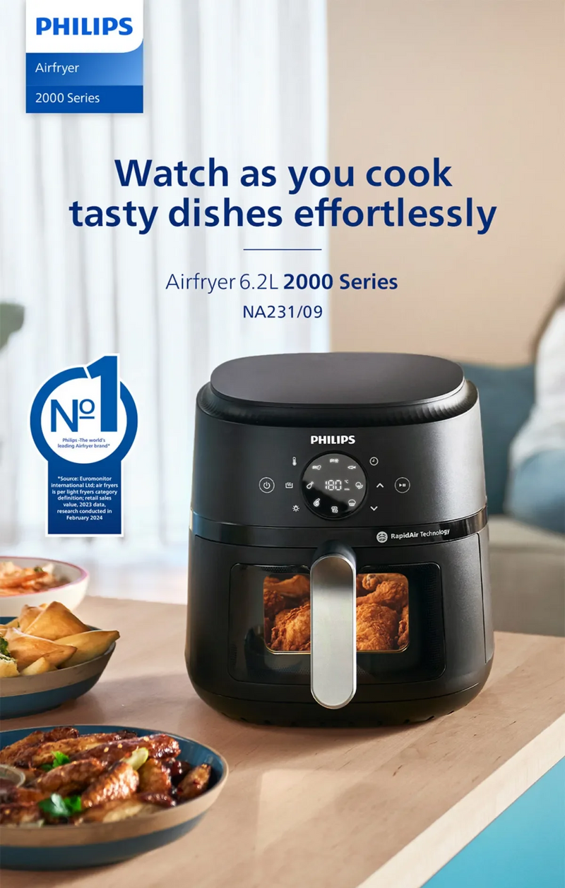 Philips NA231 13-in-1 Digital Airfryer 6.2L See-Through Window
