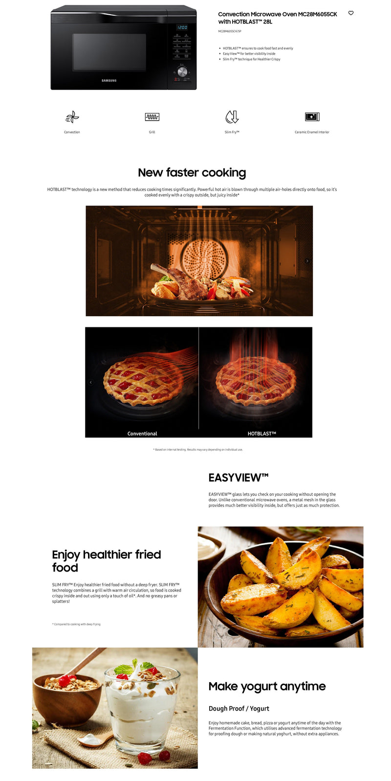 Samsung 28L Convection Microwave Oven with HOTBLAST Technology