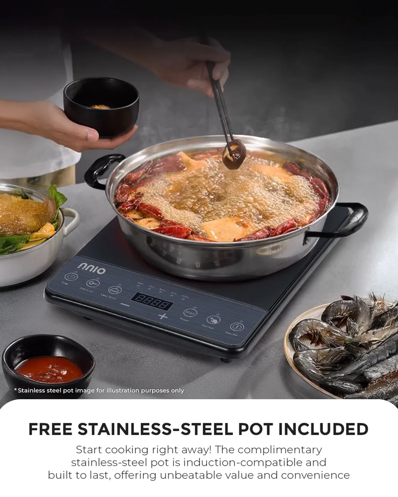 NNIO N178IC Induction Cooker with Stainless Steel Pot, 2000W