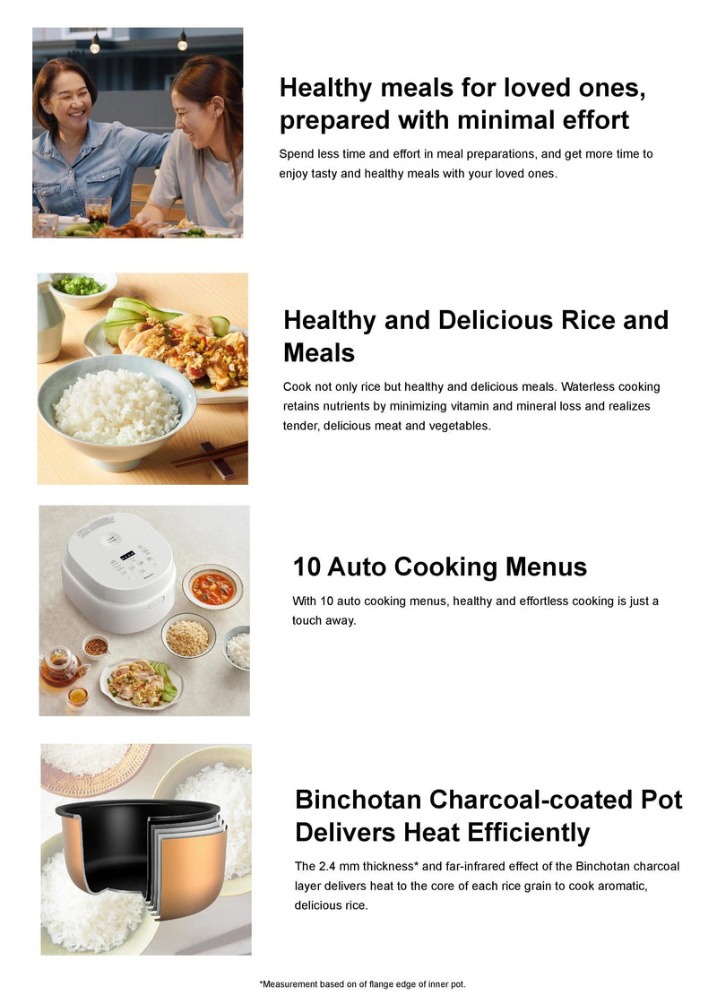 Panasonic 1L Microcomputer Rice Cooker with Binchotan Pot