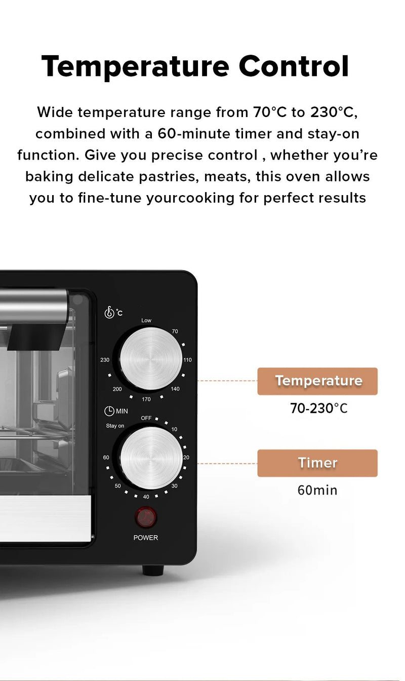 Cornell CTOS01BK 10L Countertop Toaster Oven with 4‑Element Heating