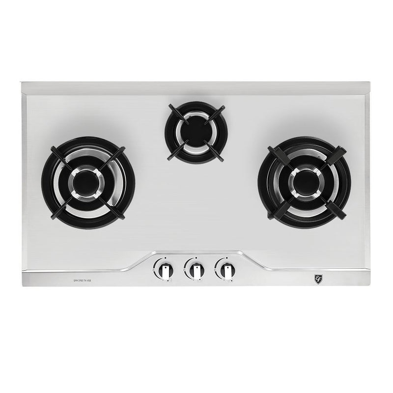 EF EFH 3763 TN VSB 78cm Built in Stainless Steel Gas Hob + CK VETRO PLUS Cooker Hood 90CM