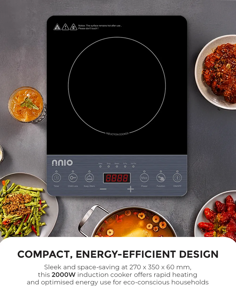 NNIO N178IC Induction Cooker with Stainless Steel Pot, 2000W