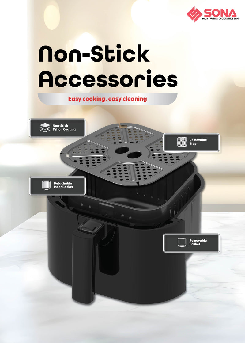 Sona SFR2748 Digital Air Fryer 4.5L with 10 Functions
