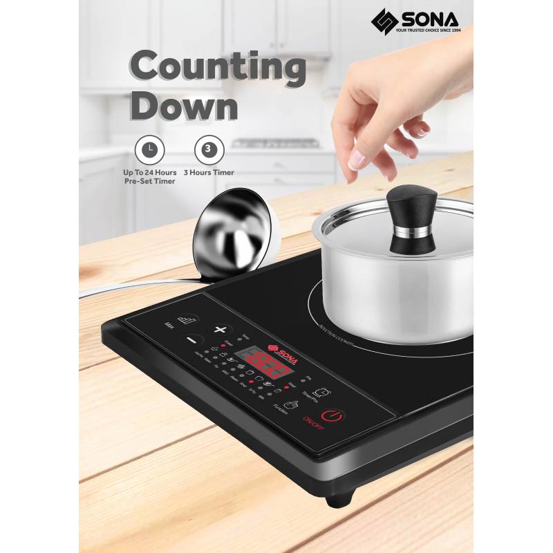 Sona SIC8655 2000W Multi-Function Induction Cooker with Free Pot