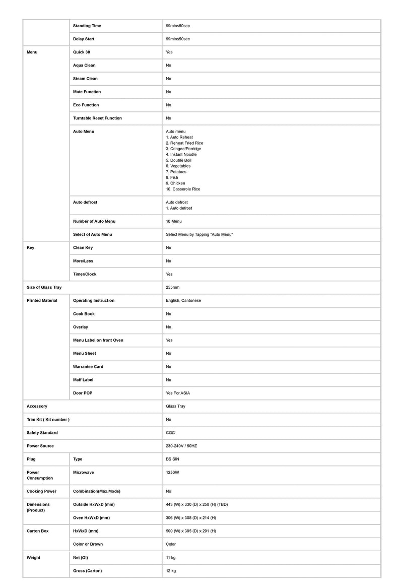Panasonic 20L Solo Microwave Oven with Auto Defrost