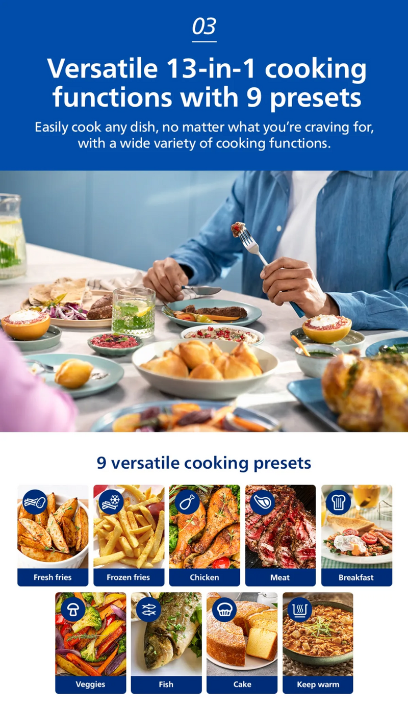 Philips NA231 13-in-1 Digital Airfryer 6.2L See-Through Window