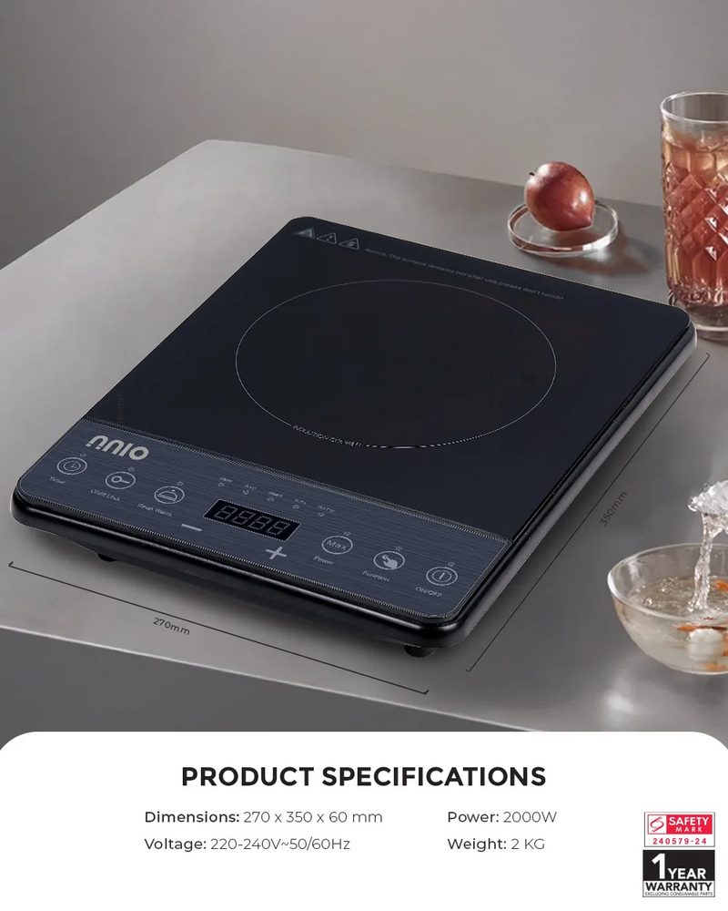 NNIO N178IC Induction Cooker with Stainless Steel Pot, 2000W