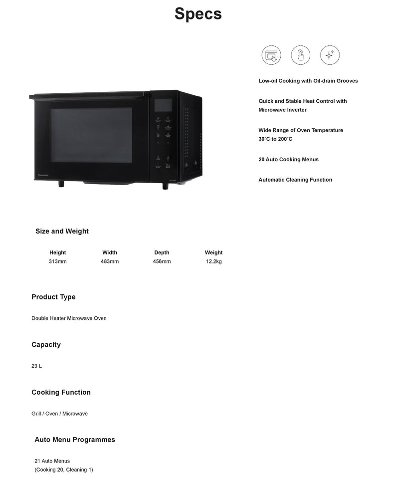 Panasonic Double Heater 23L Microwave Oven with Grill