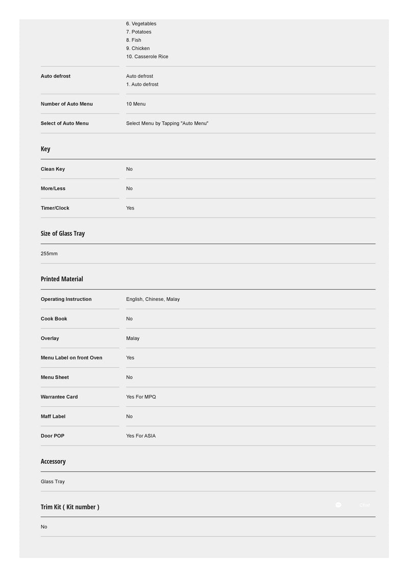 Panasonic 20L Solo Microwave Oven with 10 Auto Menus