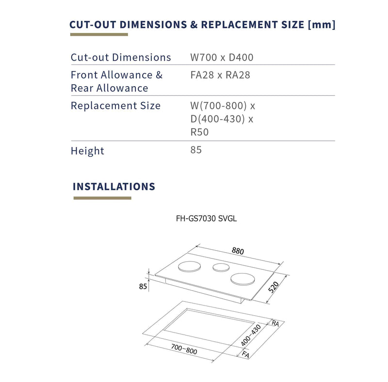 Fujioh FH-GS7030 SVGL 3-Burner Gas Hob