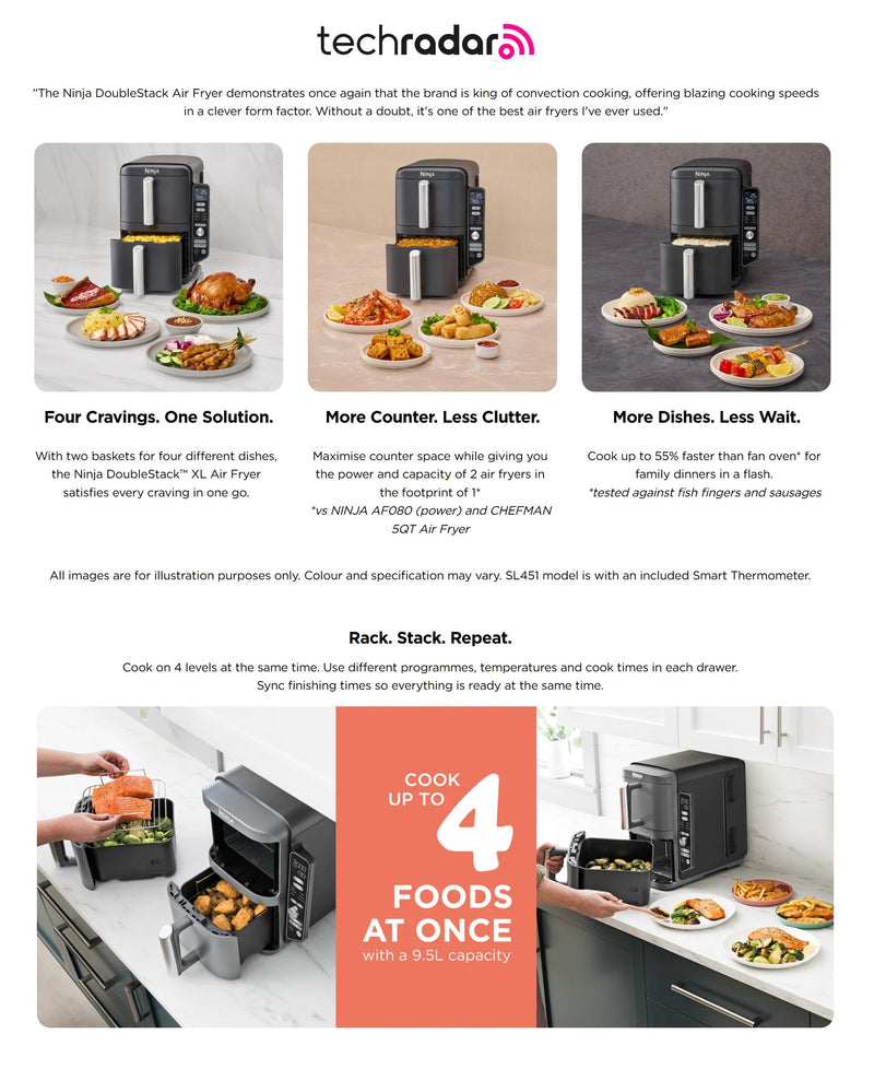 Ninja SL451SM Double Stack XL 9.5L Air Fryer