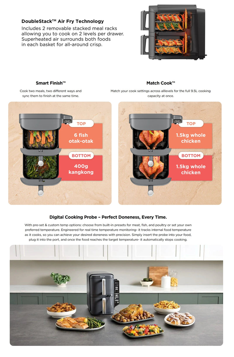 Ninja SL451SM Double Stack XL 9.5L Air Fryer