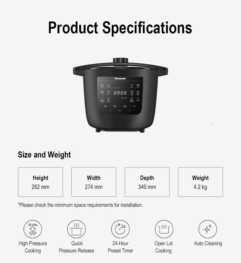Panasonic 4L Electric Pressure Cooker with 12 Auto Menus