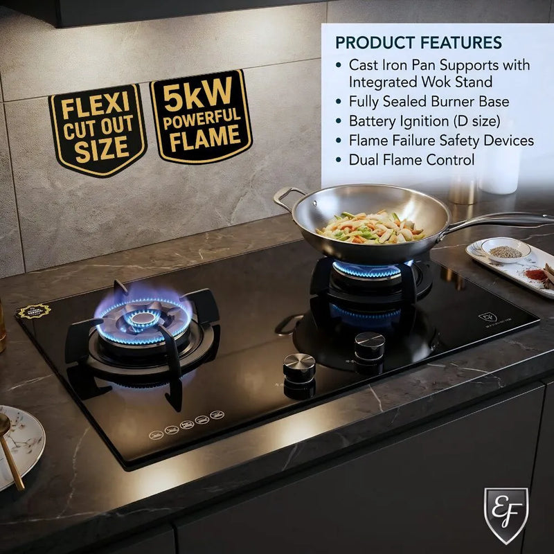 EF EFH 3977 WT VSB 86CM 3 Burner Gas Hob Stainless Steel EFH3977WT VSB