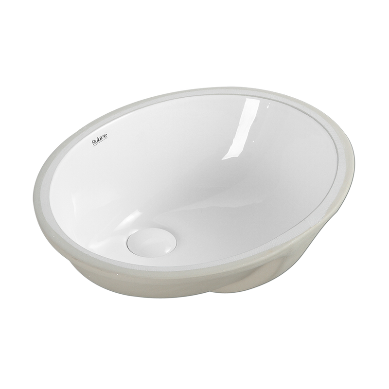 Rubine NUE R46 46.5cm Undermount Ceramic Basin Gloss White
