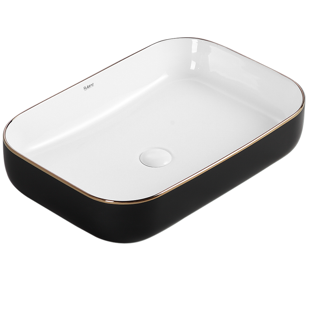 Rubine EVEA 60-BW 60cm Countertop Ceramic Basin Matte Black / White