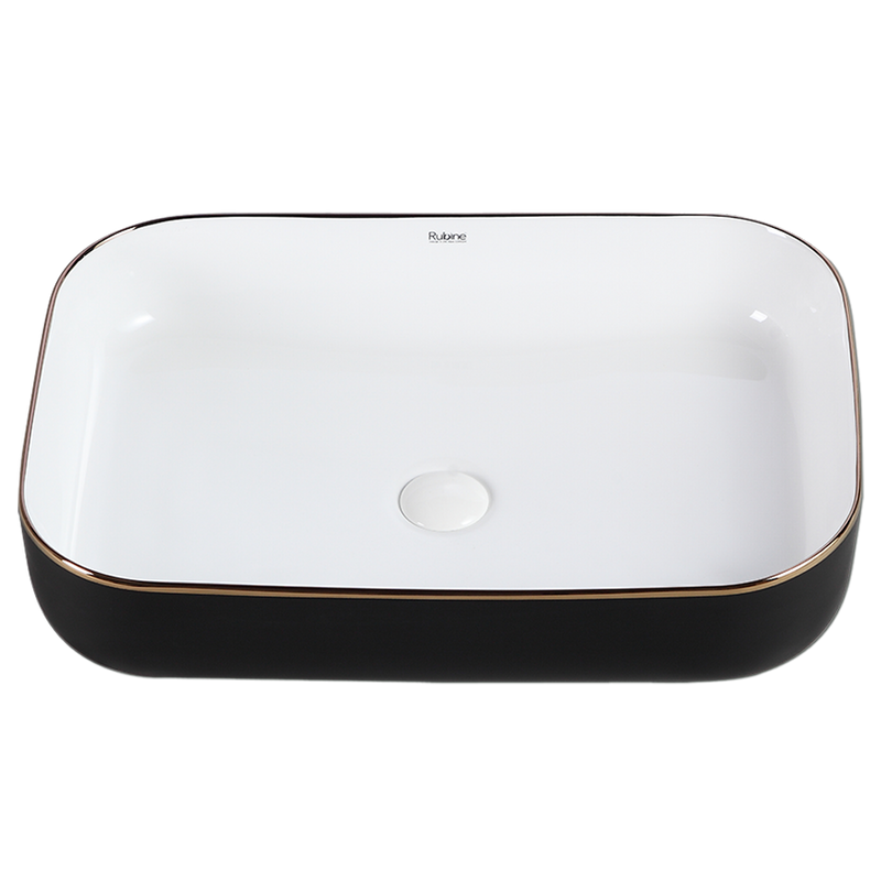 Rubine EVEA 60-BW 60cm Countertop Ceramic Basin Matte Black / White