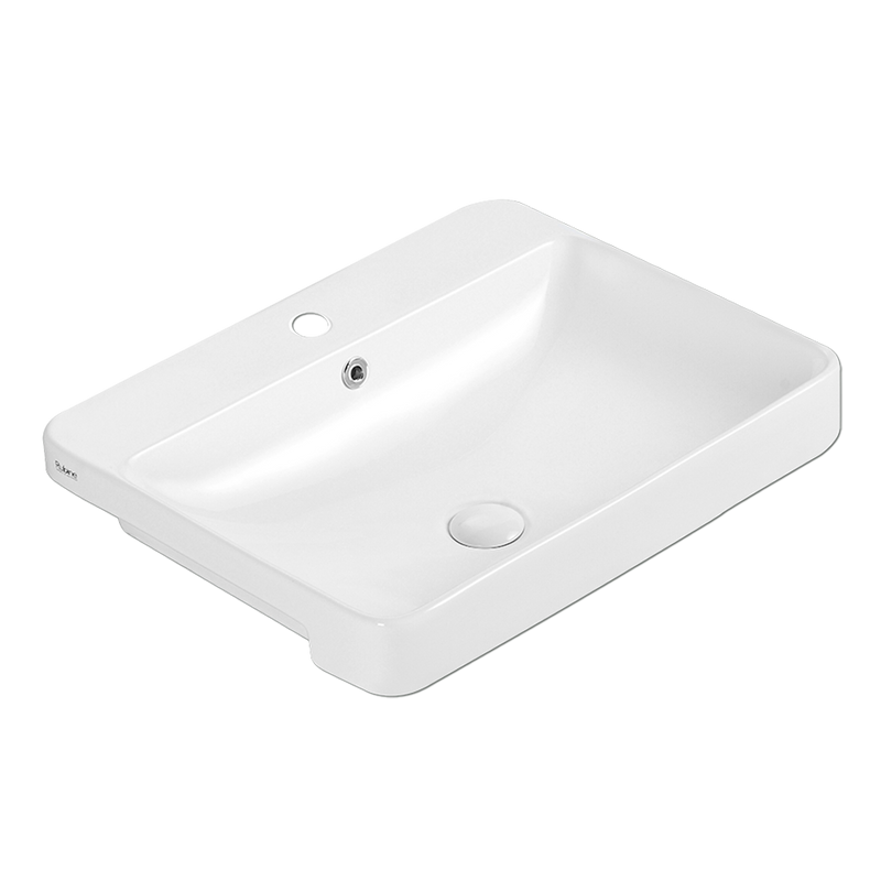 Rubine RIFF 59M 59cm Semi-Recessed Ceramic Basin Gloss White
