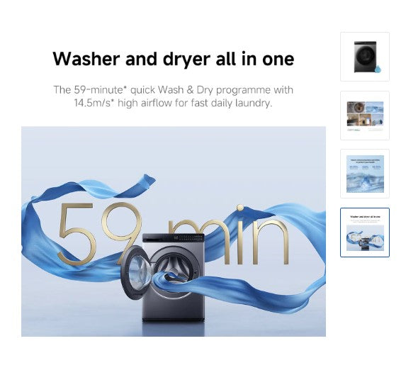 WD105MJA10SG Xiaomi Mijia Front Load Washer 10.5kg/Dryer7Kg Silver Gray